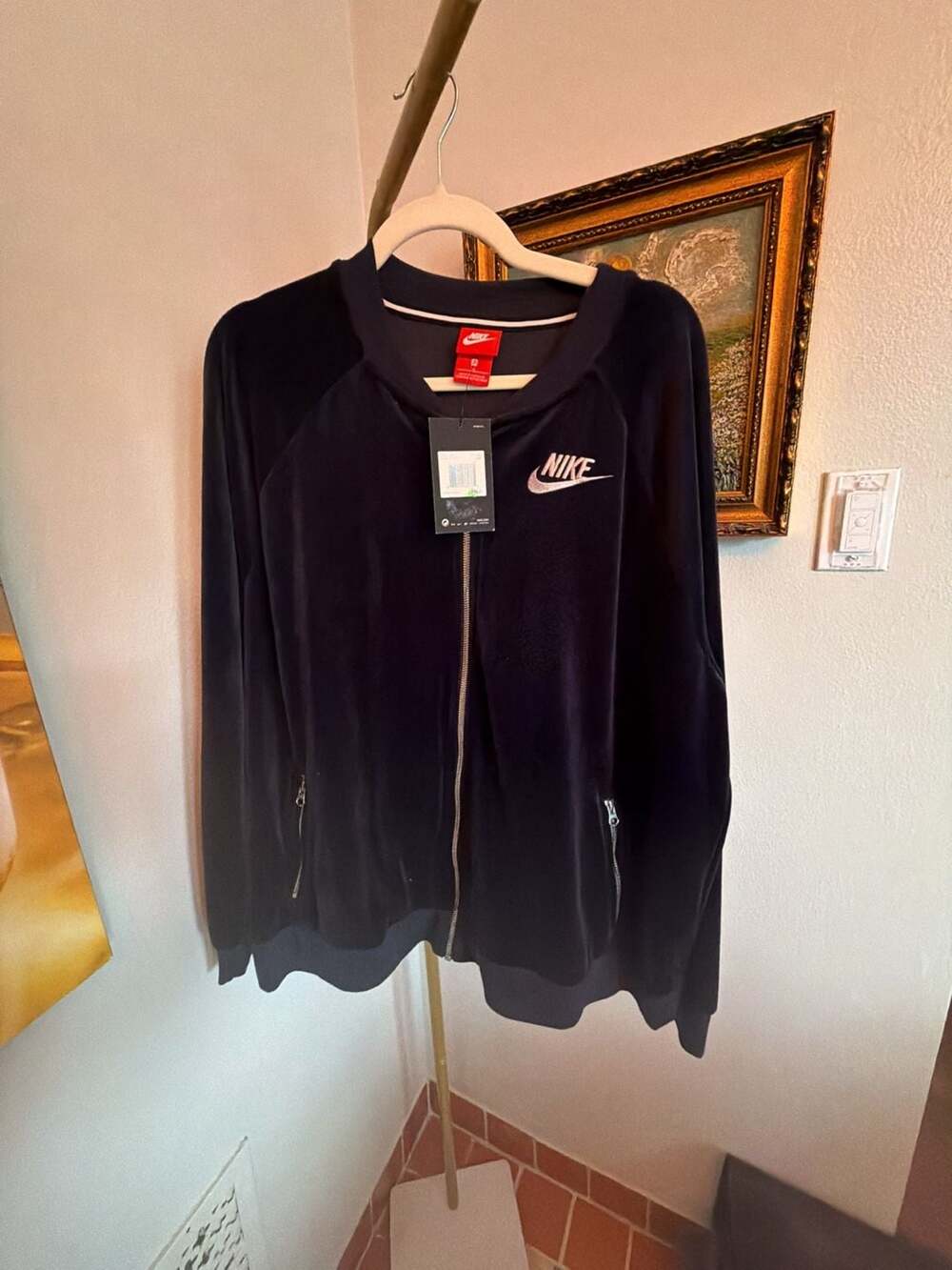 Nike Women's Velour Full Zip Track Jacket Black 2X
